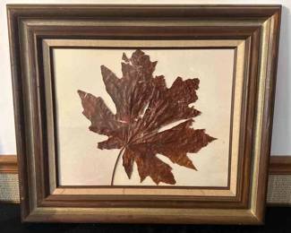 Vintage Framed Giant Red Maple Leaf 