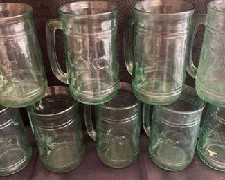 Vintage CocaCola Greenglass Embossed  15pcs