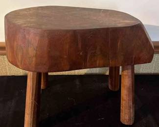 01 Antique Hand Carved Wooden Stool