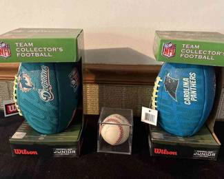 Miami Dolphins Carolina Panthers Collectable Footballs  Signed Rawlings Ball unauthenticated 