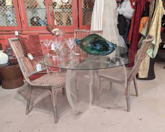 Glass top table with Acrylic base