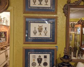 6 Framed urn prints