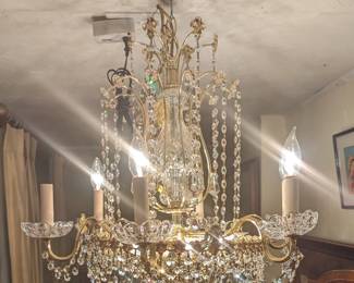 Gold tone and Crystal chandelier 