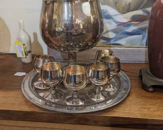 Vintage Chalices Punch Bowl with ladle and 8 glasses