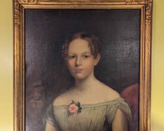 Antique Oil on Canvas portrait with light