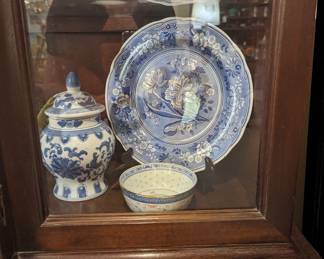 Spode plate, Blue and White Ginger Jar, 
