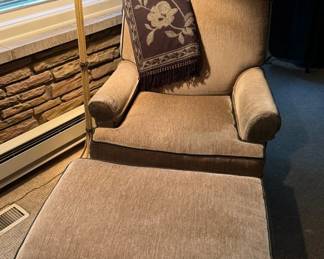 Cozy Reading Nook Armchair, Ottoman,  Lamp