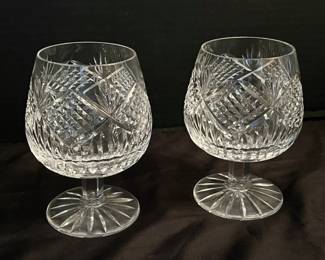2 Tyrone Crystal Brandy Snifter Glasses