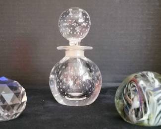 Artful Glass Paperweights and Decanter