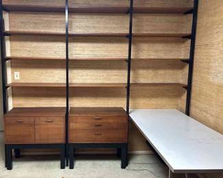 Adjustable Shelving Unit w File Drawers, Laminate Desk, Office Chair  MCM