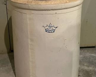 Antique 8 Gallon Blue Crown Crock No Cracks