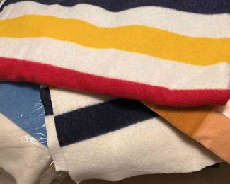 Four Hudsons Bay Point Wool Blankets  Approximately 66x88 