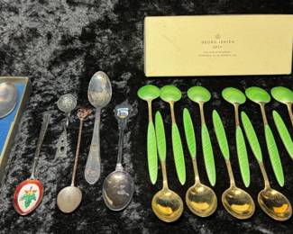 12 Tostrup Norway Guilloche Enamel Teaspoons Plus More