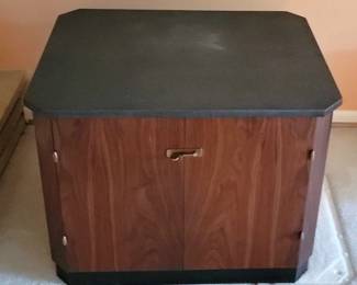 MCM Rectangular Small Table W Black Top And Bottom