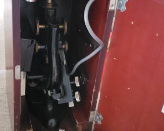 Vintage microscope in wood box