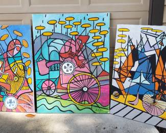 David Crown paintings. Bicycle themes!