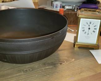 Wedgwood Basalt bowl and carriage clock