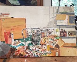 David Crown painting - Still life of studio