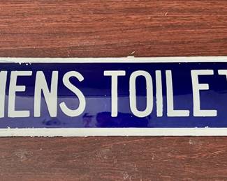 Antique Mens Toilet porcelain cast iron enamel bathroom sign 