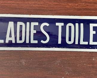 Antique Ladies Toilet porcelain cast iron enamel bathroom sign 