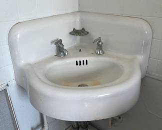 vintage cast iron white corner sink