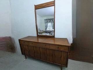 Mid-Century Dresser (6-drawers) & Mirror