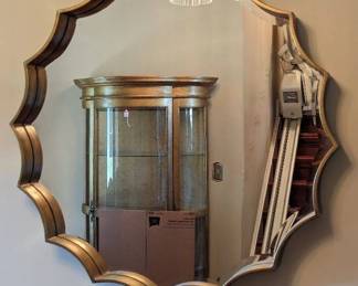 Beautiful Scalloped Gold-toned Mirror With Beveled Edge 35" Diameter Frame and 3" Deep.