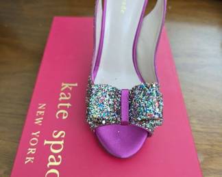 Kate Spade; "Charm" Multi-Sparkle Hot Pink Satin NEW in BOX!!	