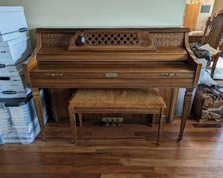 Kimball Piano (A Few Keys Stick-see Photos) Piano 57” × 42” × 24.75”, bench 33.5” × 13” × 19”