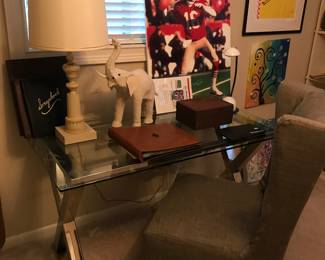 Modern Chrome and Glass Desk 