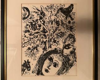 MARC CHAGALL "Couple in Front of Tree" 1960 Lithograph 