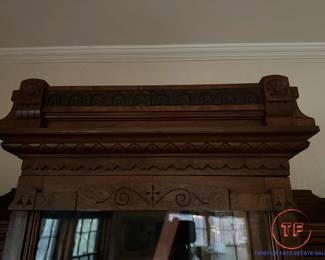 Antique Carved Victorian Glass Front Bookcase