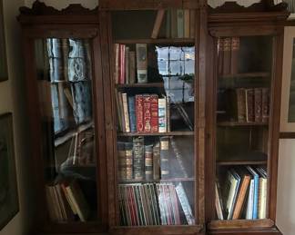 Antique Carved Victorian Glass Front Bookcase