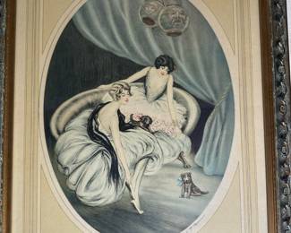 Women & Dogs F.G. HENRI Etching