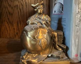 Vintage PM CRAFTSMAN Brass Christopher Columbus Book Ends