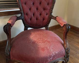 Antique Carved Walnut Victorian Armchair