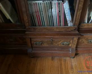Antique Carved Victorian Glass Front Bookcase