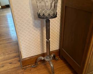 Antique WILLIAM ADAMS Silver Plated Cut Crystal Ice / Champagne Bucket on Stand