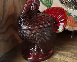 LE SMITH Amberina Glass Turkey