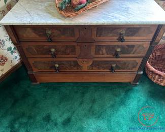 Eastlake Marble Topped Dresser with Original Pulls