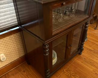 Antique Drop Front English Walnut Cabinet