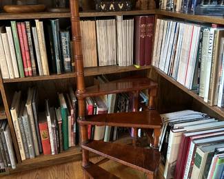 1950's Italian Carved Walnut Spiral 4-Step Library Ladder