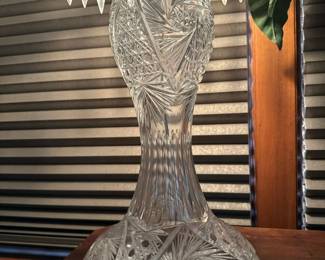 Antique Victorian American Brilliant Cut Crystal Glass Lamp 