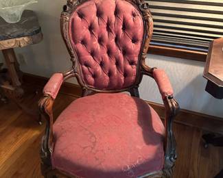 Antique Carved Walnut Victorian Armchair