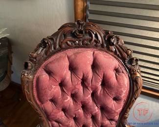 Antique Carved Walnut Victorian Armchair