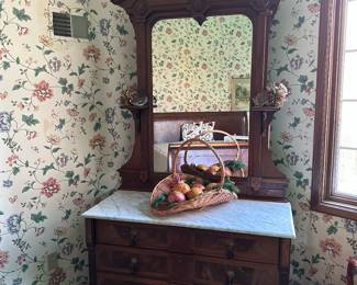 Eastlake Marble Topped Dresser with Original Pulls