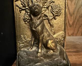 Vintage Brass German Shephard Bookends