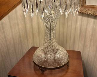 Antique Victorian American Brilliant Cut Crystal Glass Lamp 