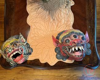 Hand Carved Wood Asian Dragon Masks