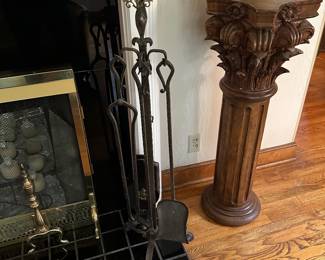 Antique Hand Forged Fireplace Set